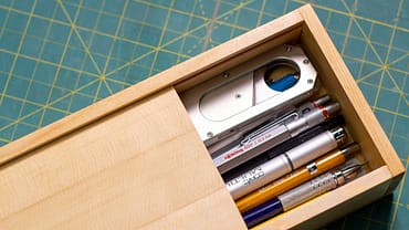 Pencil box made from recycled 2 by 4 lumber