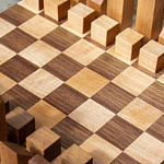 Modern wooden chessboard made from maple and walnut