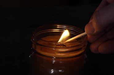 Bees Wax candle made with a wooden wick.